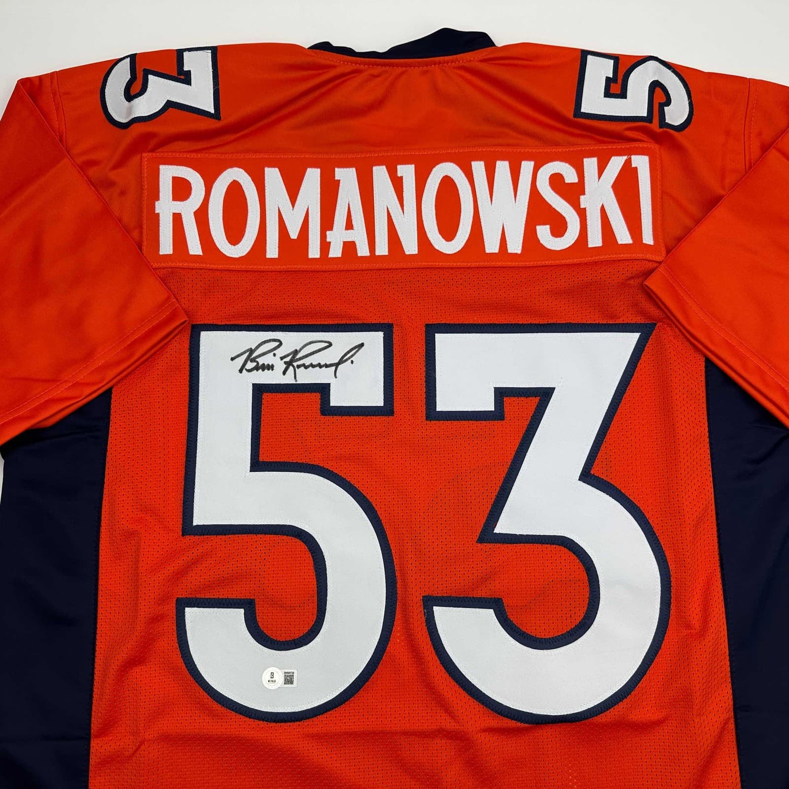 Autographed/Signed Bill Romanowski Denver Orange Football Jersey Beckett BAS COA 2