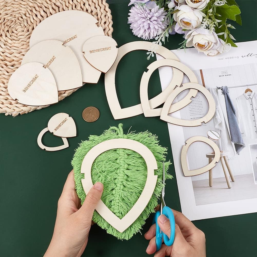 12Pcs Leaf Macrame Cutting Molds Wood Macrame Leaf Cutting Template Macrame F... 3