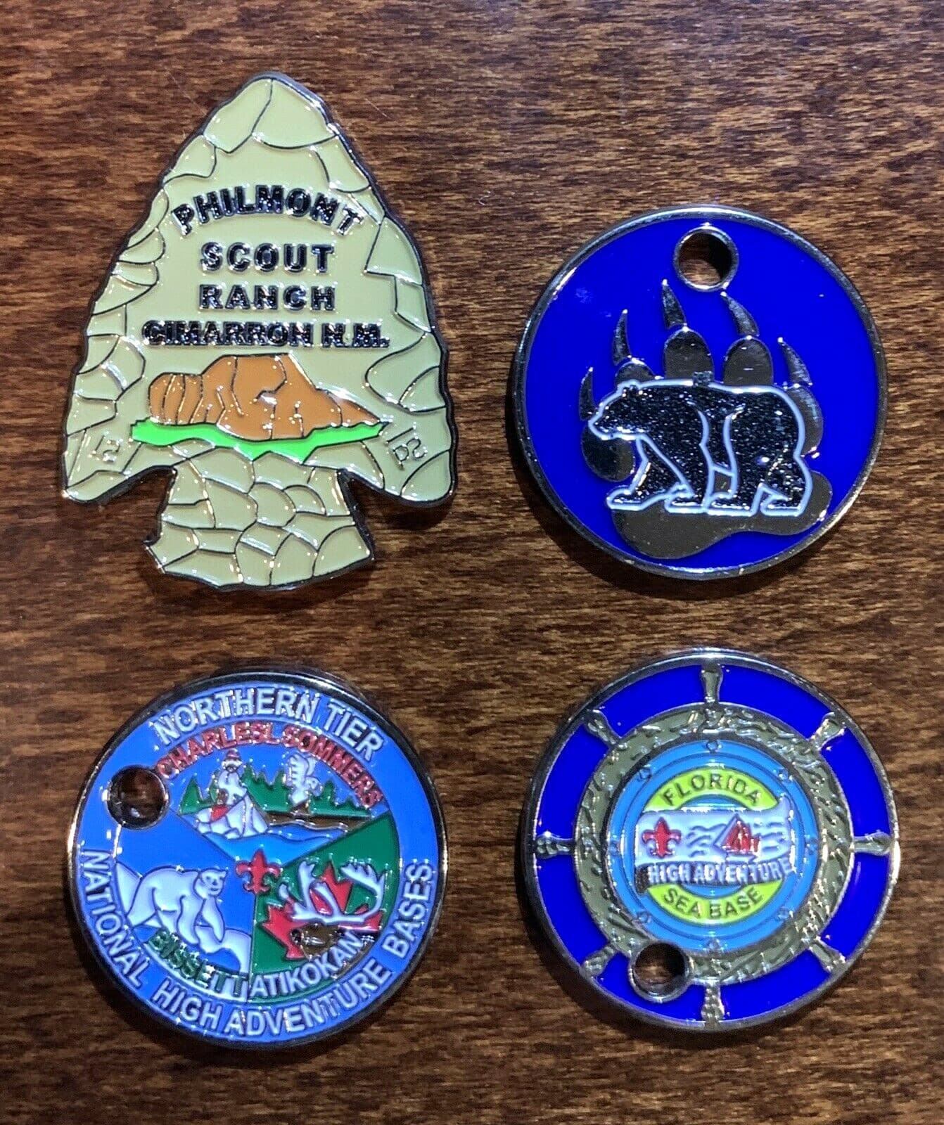 Scouting High Adventure 4-Pathtag Set: Philmont, SeaBase, Northern Tier, SBR 2