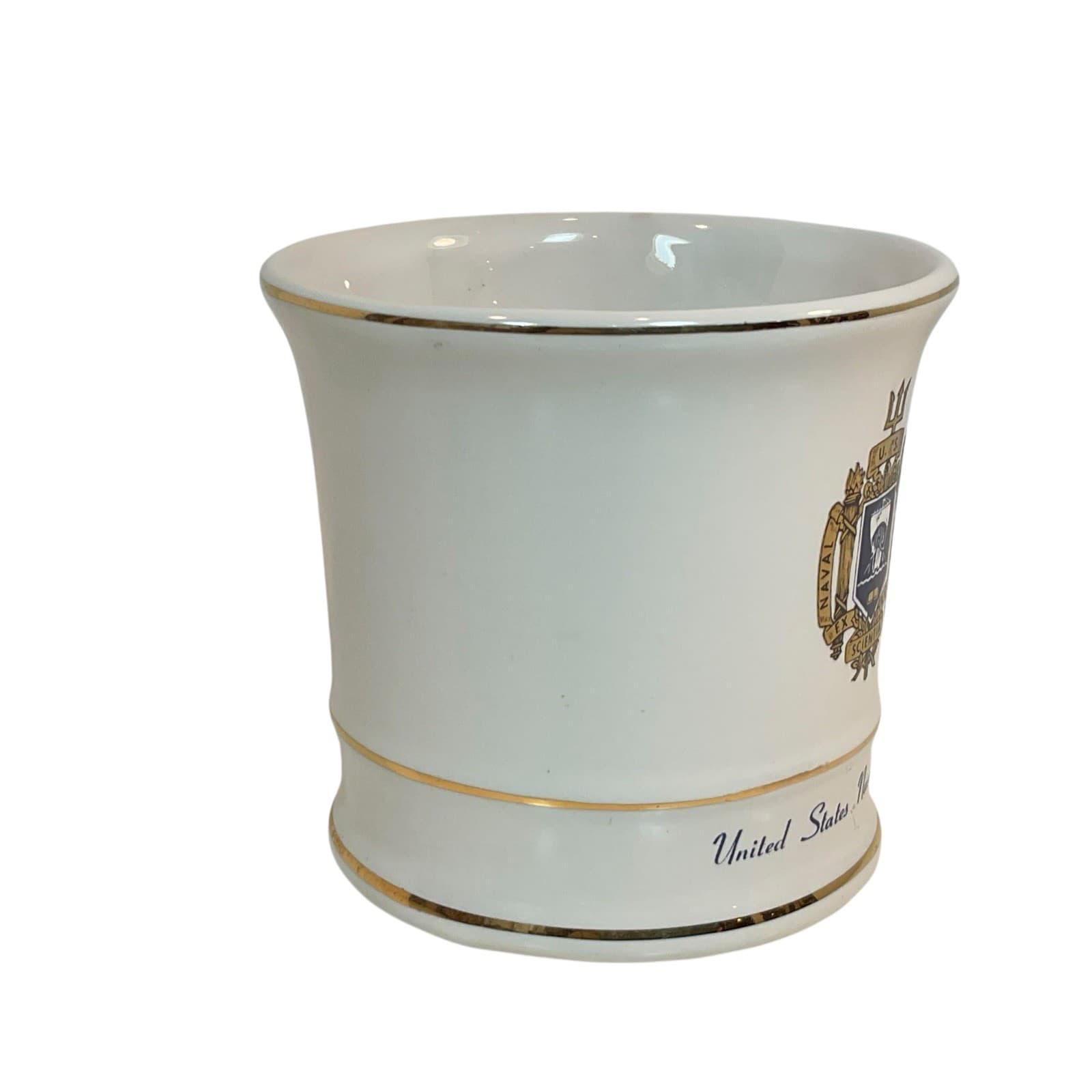 Vintage UNITED STATES NAVAL ACADEMY Ceramic Coffee MUG Cup Vintage Golden Crest 2