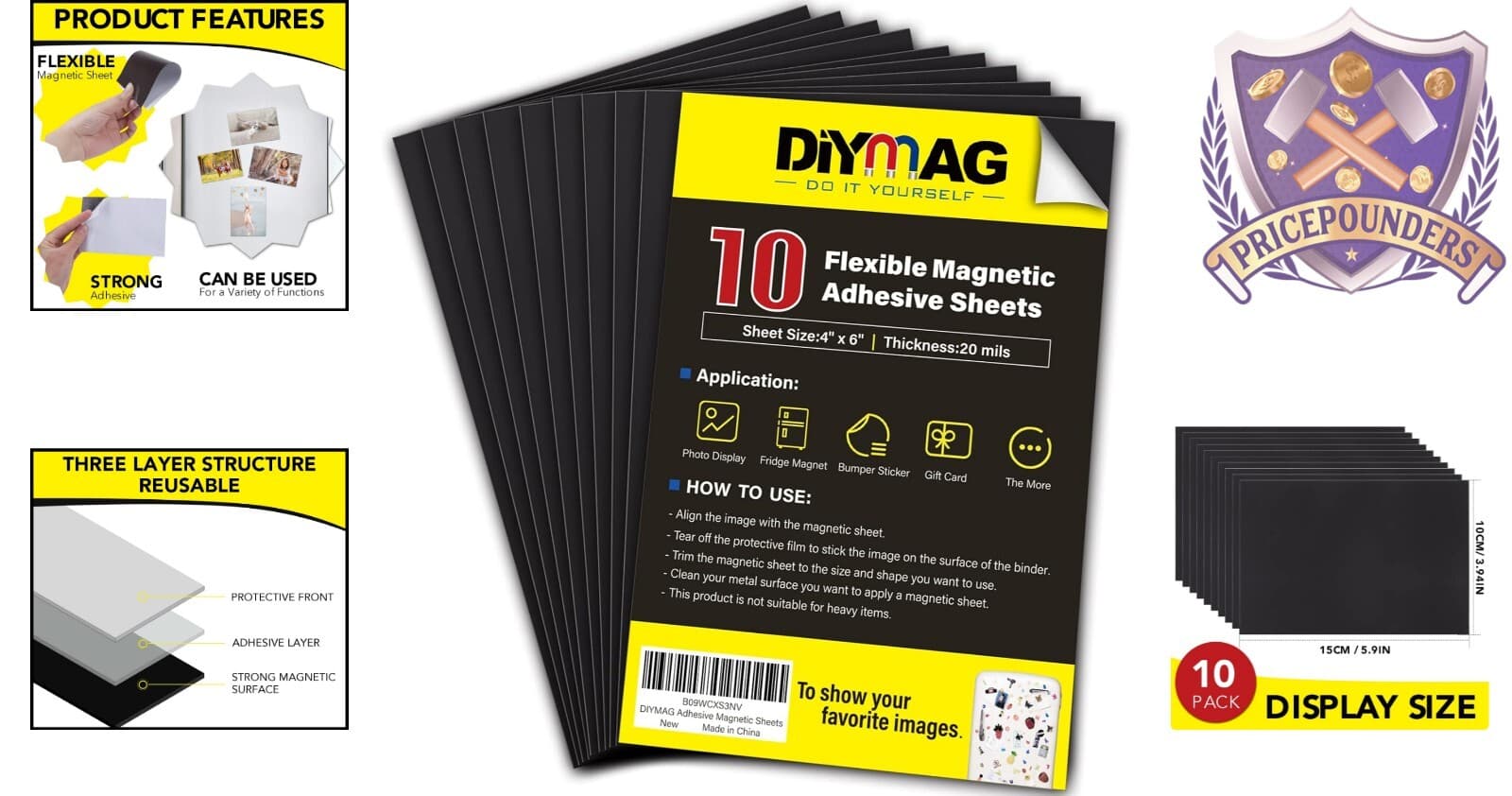 Flexible 4" x 6" Magnetic Sheets with Strong Adhesive - Perfect for Photos 2