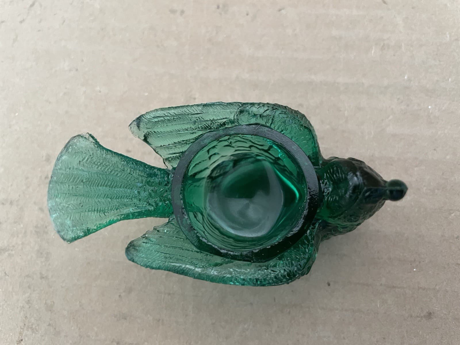 Vintage DEGENHART GLASS Bird Open Salt Cellar Dip GREEN 5