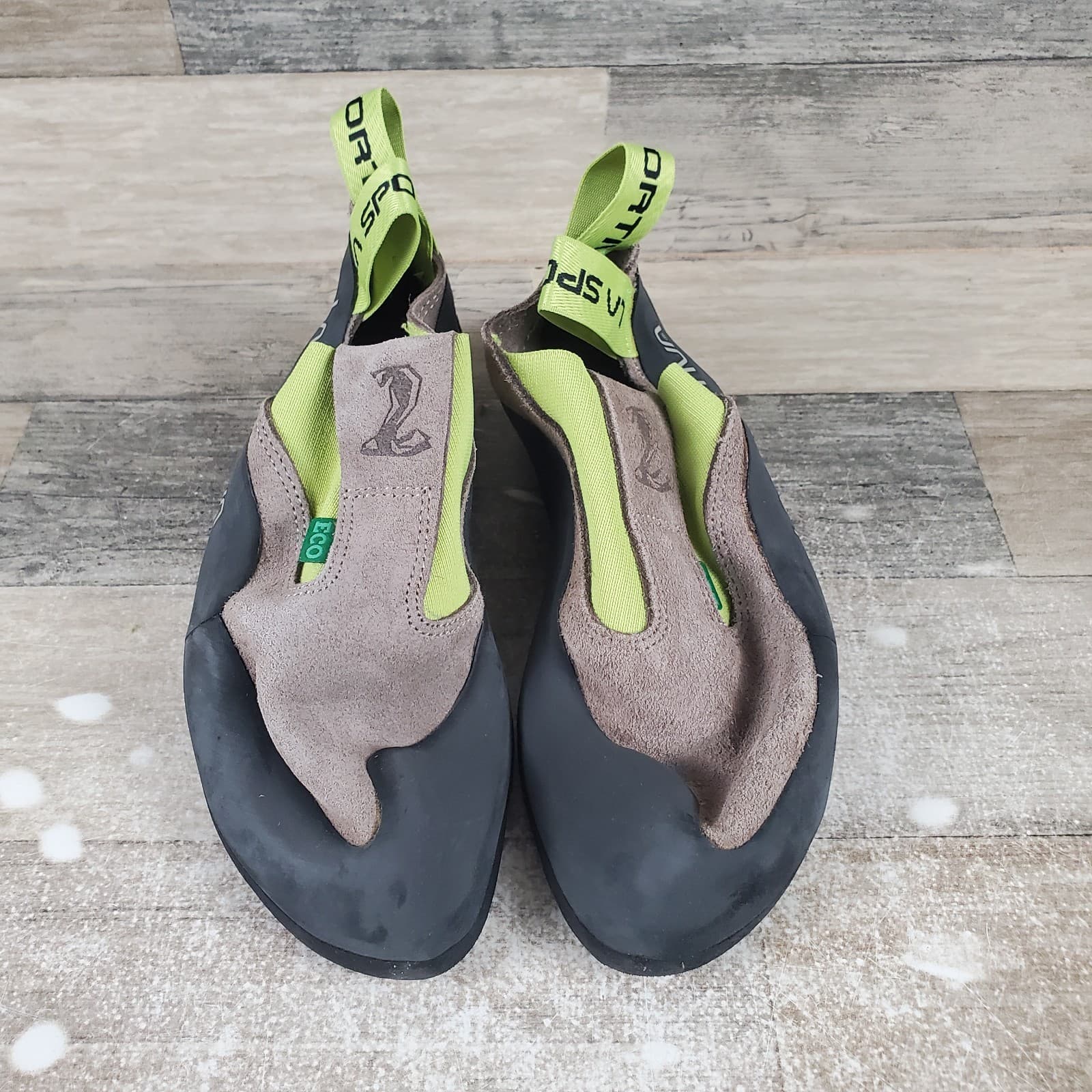 La Sportiva Cobra Eco Falcon Climbing Shoes Womens Sz 7.5 Brown Apple Green 2