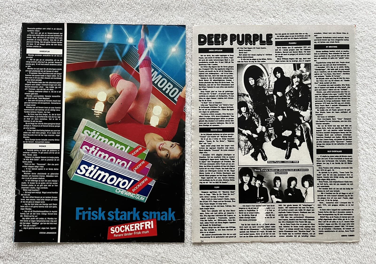 Deep Purple 1984 Blackmore Gillan Story Clip Poster Swedish magazine Okej 1980s 5