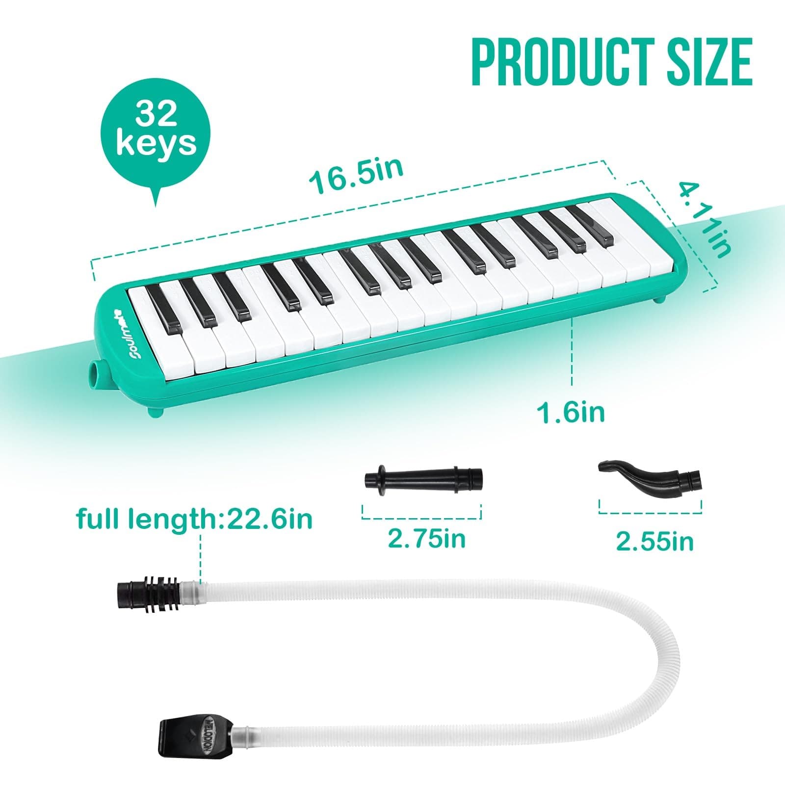 Melodica Instrument 32 Keys Double Mouthpiece Air Piano Keyboard Musical Inst... 4