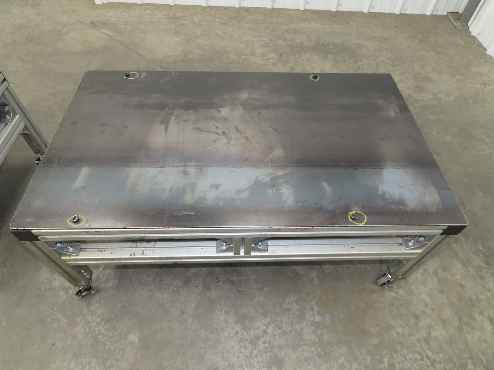 3/16" Steel Top Aluminum Table Work Cart 80/20 Extrusion T Slot 39x23" Lot of 2 5