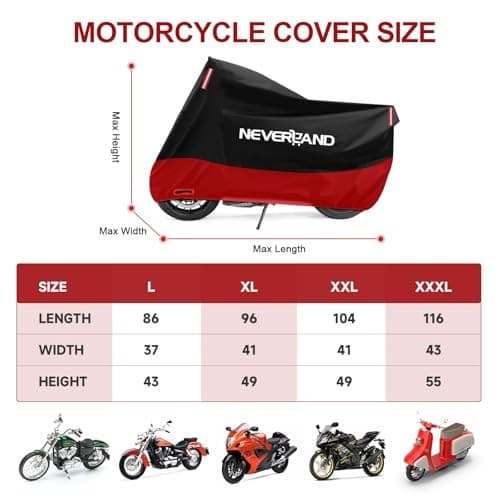  Motorcycle Cover Waterproof Outdoor, 300D Motorcycle Cover Heavy L(Up to 86") 3