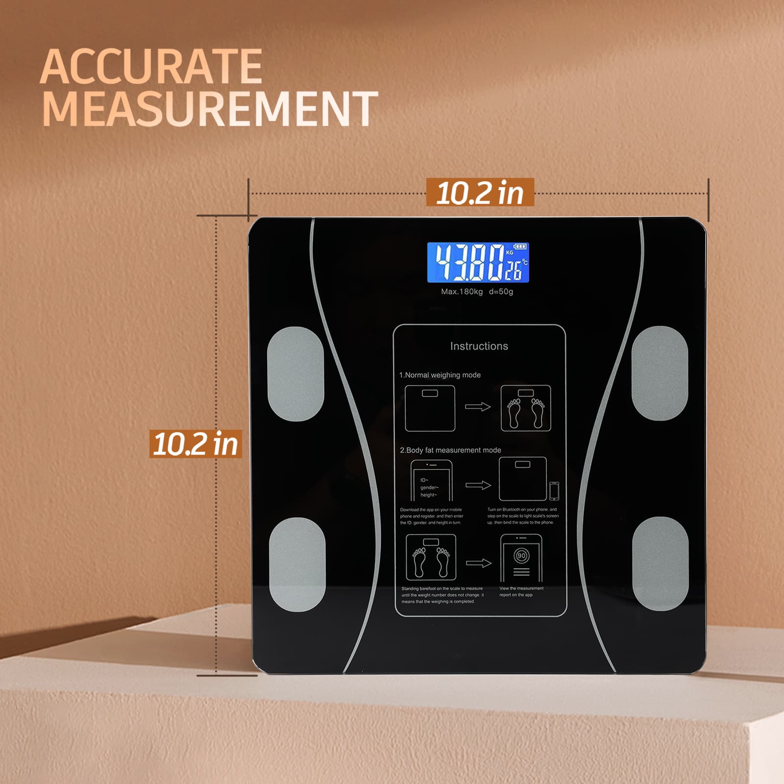 Digital Body Weight Scale Backlit Display High Precision Bluetooth BathroomScale 3