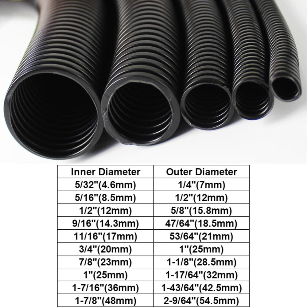 Corrugated Conduit Tubing Flexible Split Electrical Cable Sleeve Organize Cover