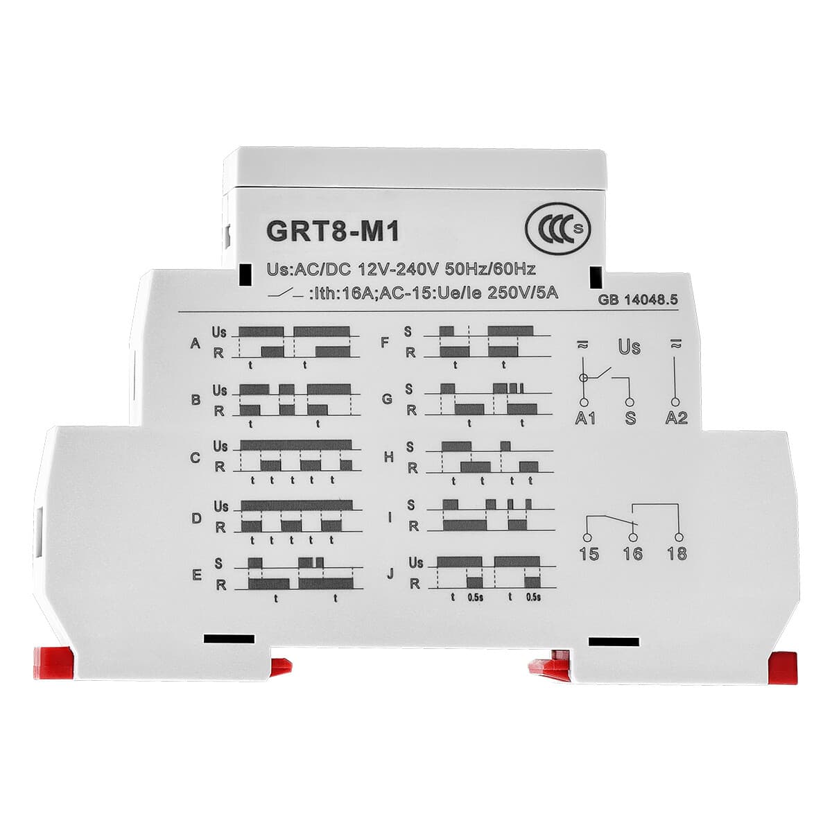 Multifunction Time Relay with 10 Functions GRT8-M1 AC/DC 12V~240V 16A 1×SPDT 5