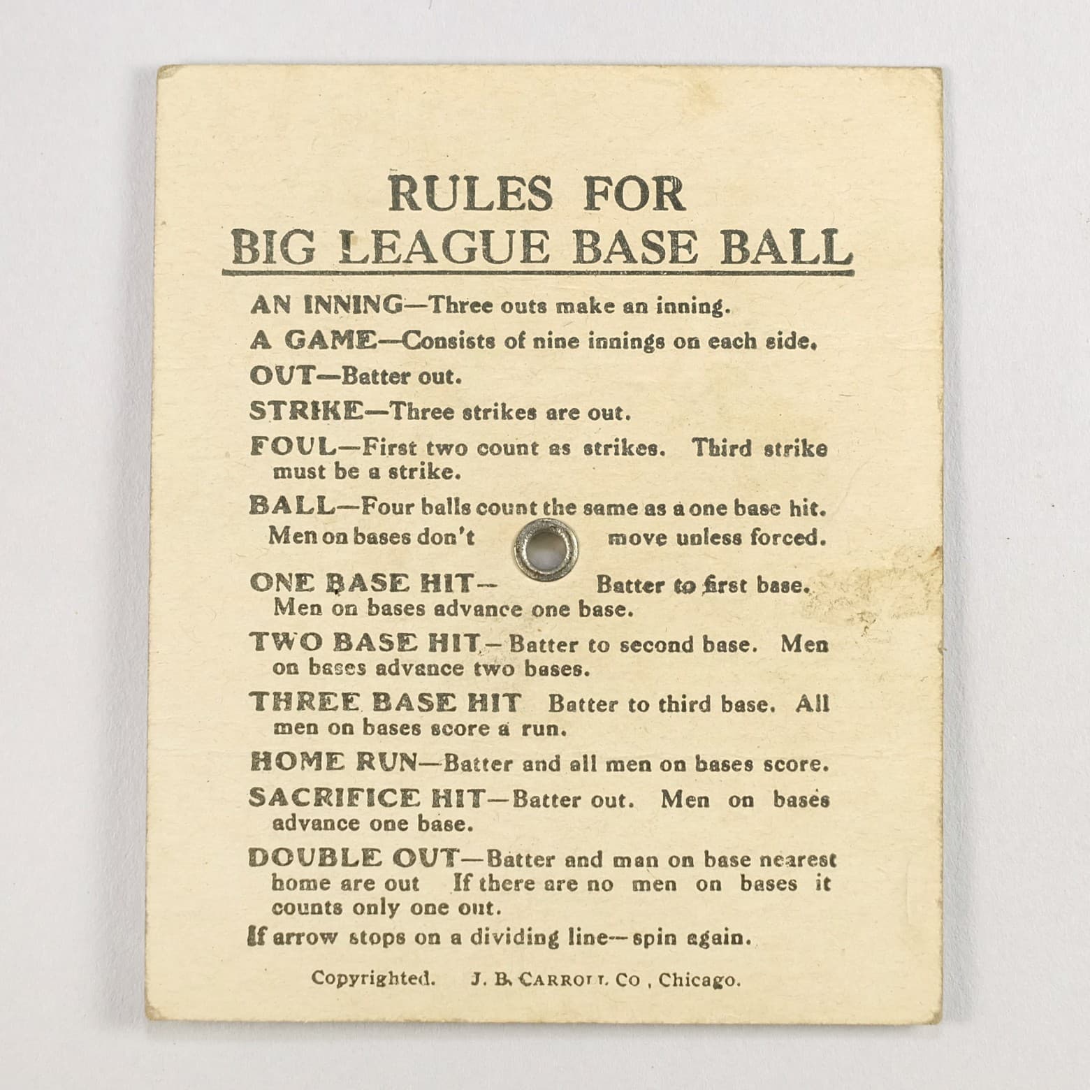 Early-1920s Checkers Popcorn Confection Baseball Spinner Game Antique Toy Prize 3