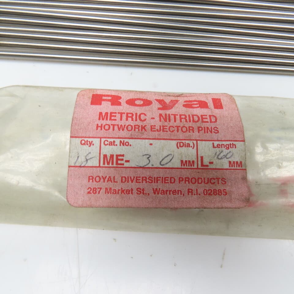 Royal 3mm  OD x 160mm OAL Metric Core Ejector Pin 6mm Head Lot Of 14 2