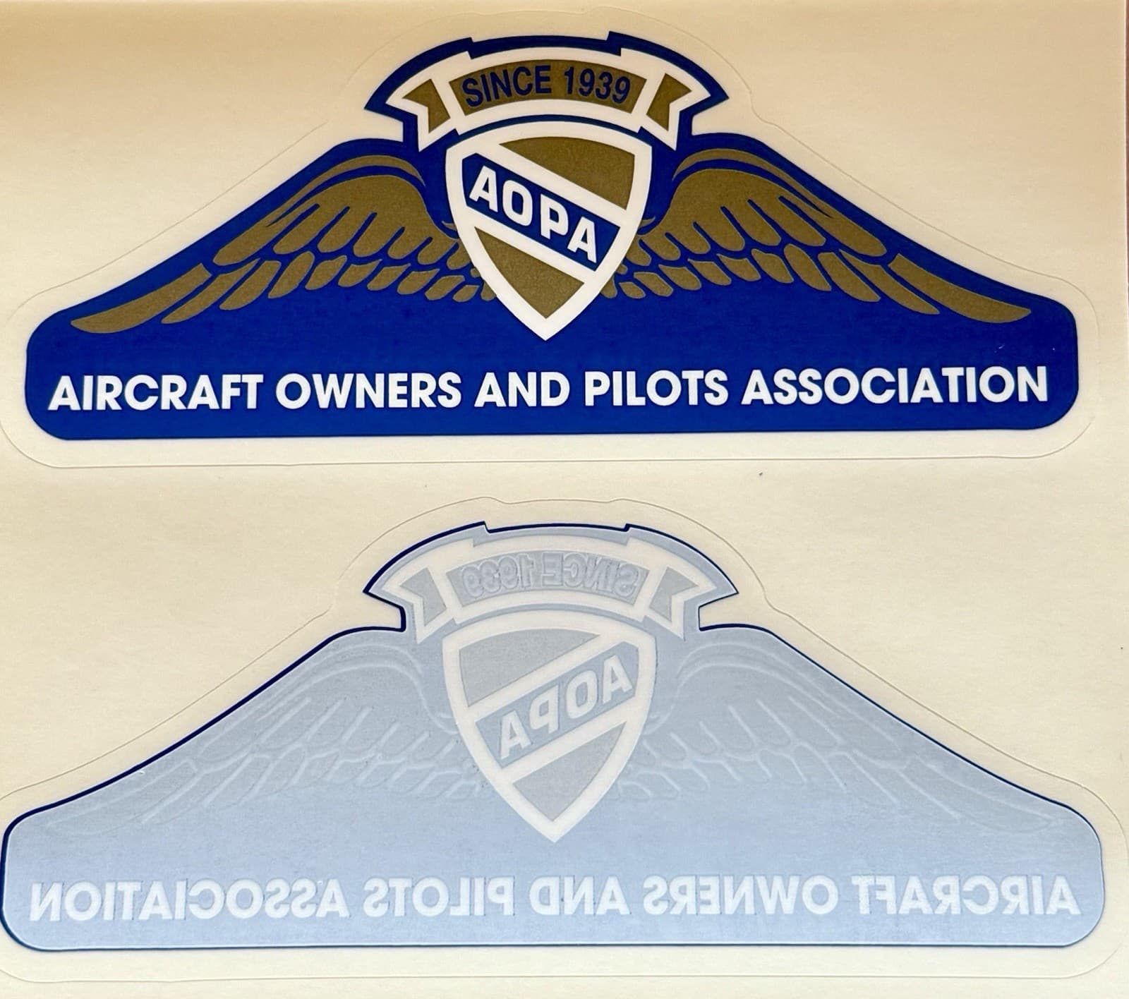 2 AOPA Aircraft Owners And Pilots Association Decals/Stickers inside/outside