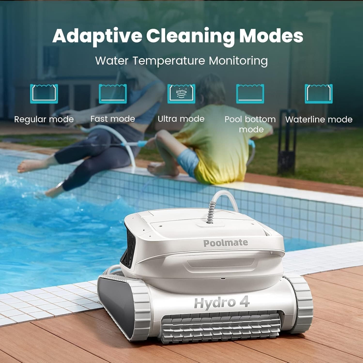 Hydro 4 cord Robotic Pool Cleaner, ground Pools,Floor Wall Waterline Clean 4