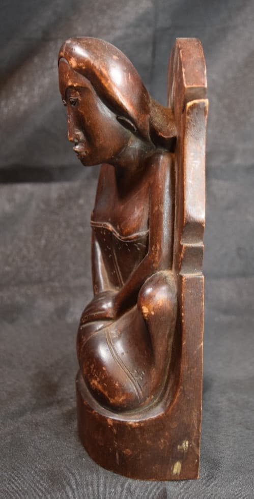 Pita Maha Art Deco Period Woman Balinese Wood Sculpture Hand Carved 3