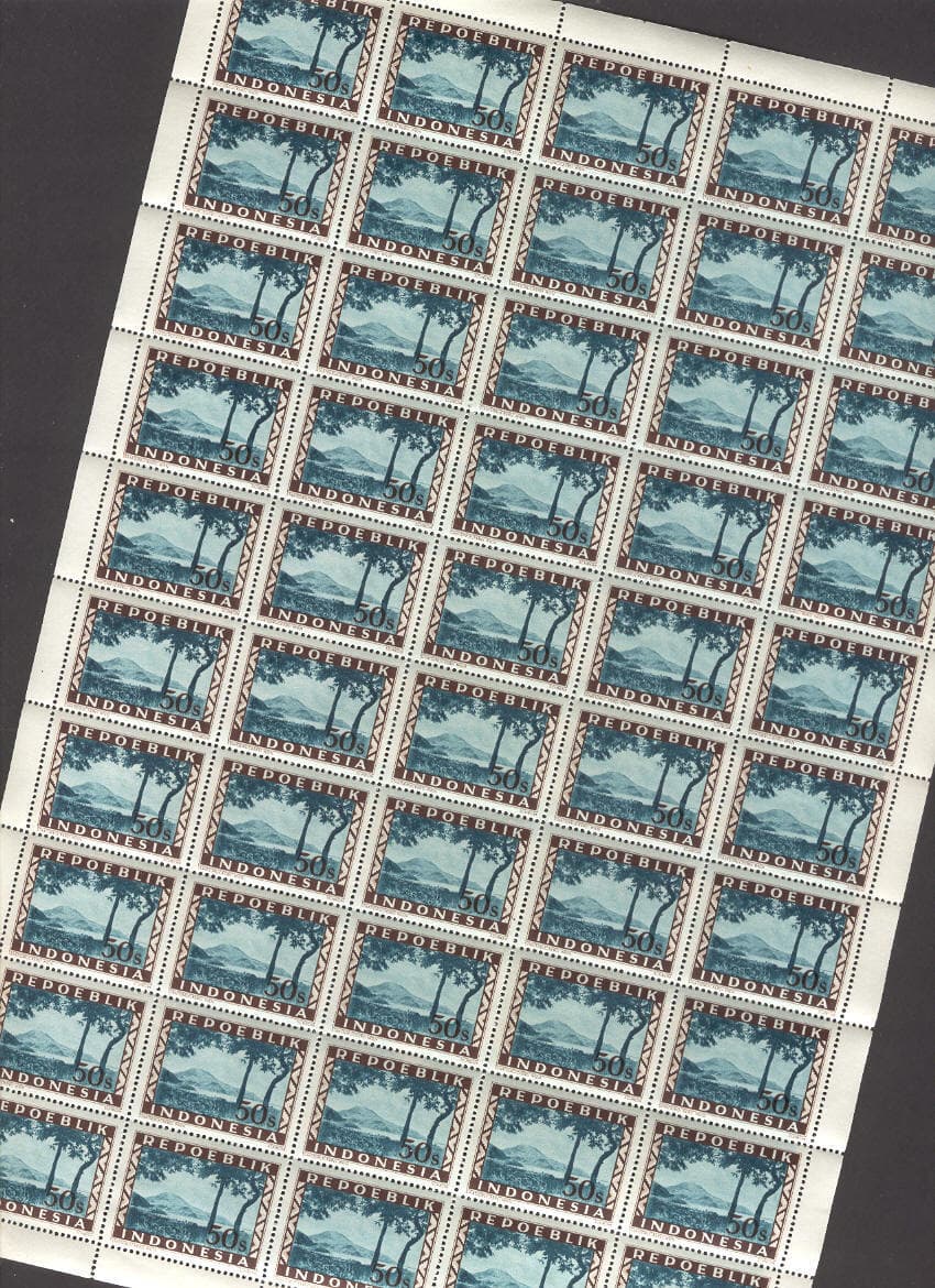 Indonesia A55 Sheet of 50v MNH 1947/48 Mi nr 16 Landscape Trees