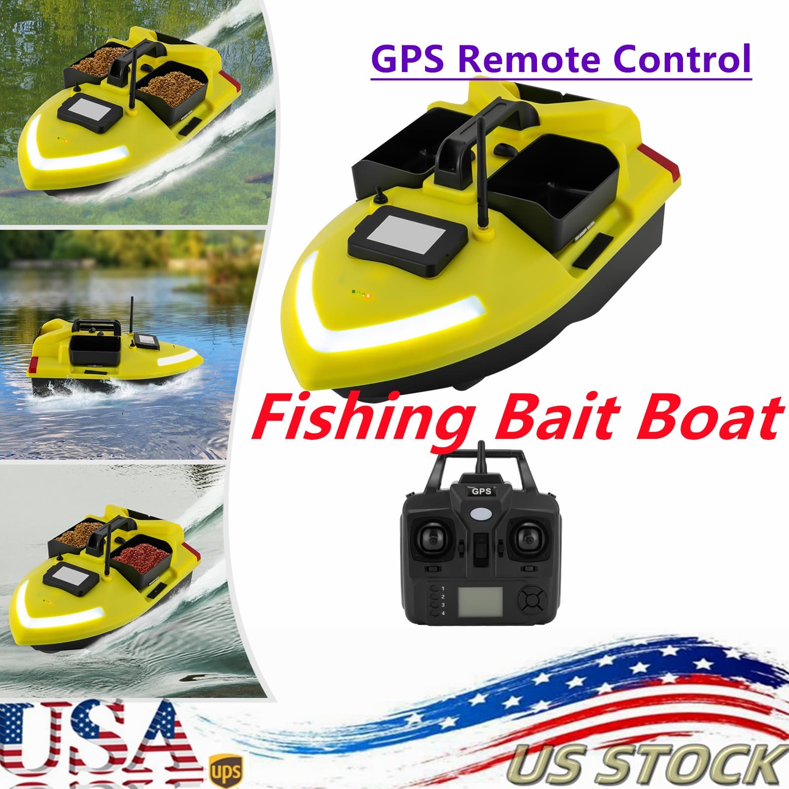 500m RC Fishing Bait Boat GPS 4 Hours Control Time 12000mAh Cruise Control