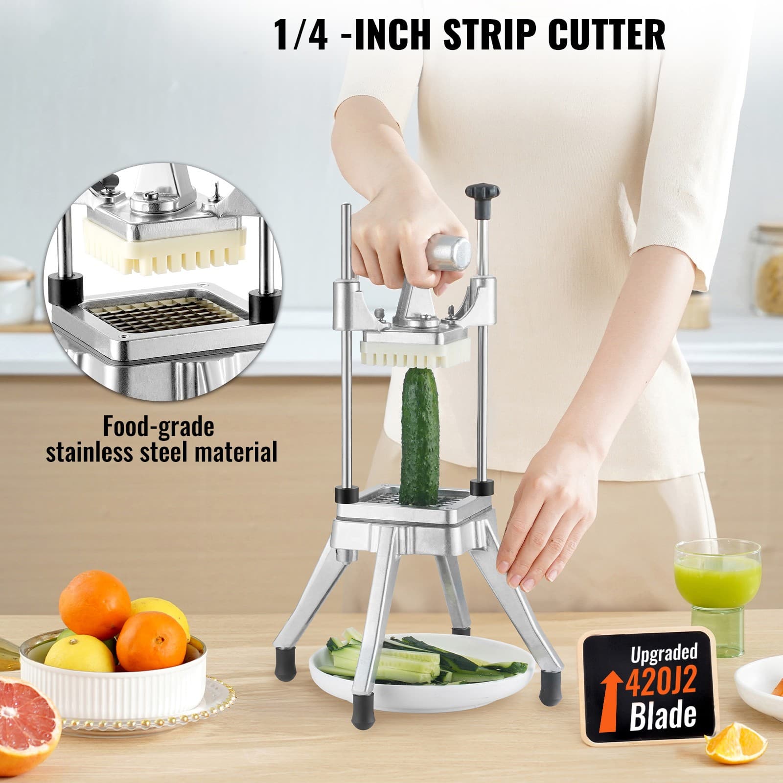 1/4'' Vegetable Dicer Commercial Fruit Slicer Chopper French Fry Cutter 2