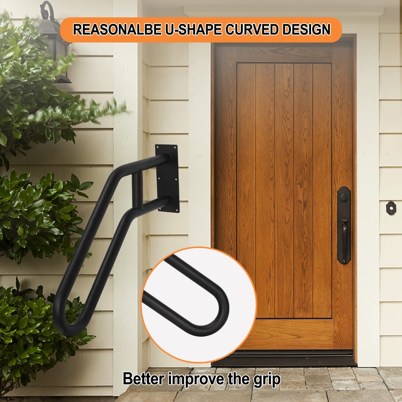 1pcs Hand Rails for Outdoor Steps, Indoor U-Shaped Wall Mount Stair HandRail,... 4