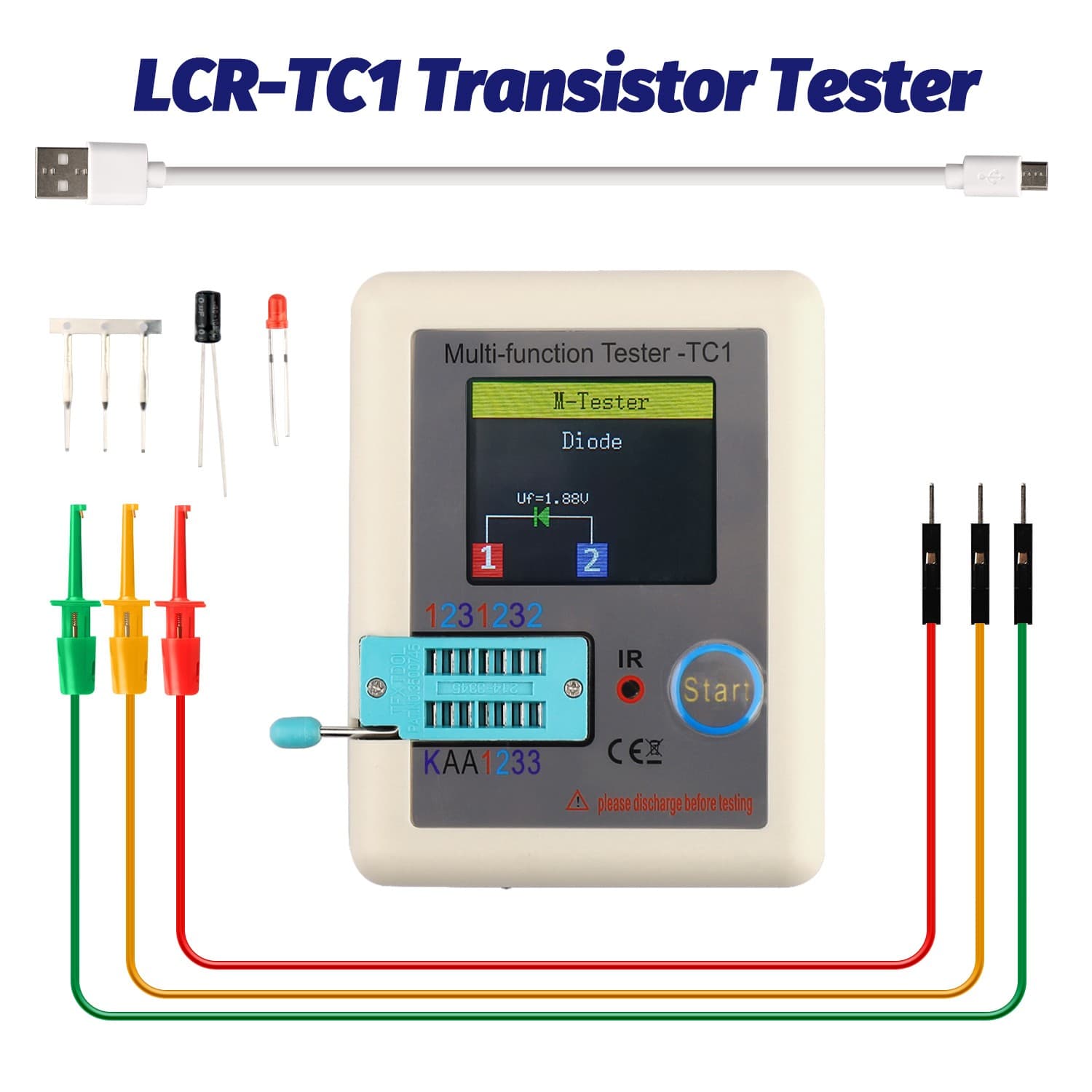 LCR-T1 Transistor Tester TFT Screen Diode Triode Capacitance Meter PNP NPN FET