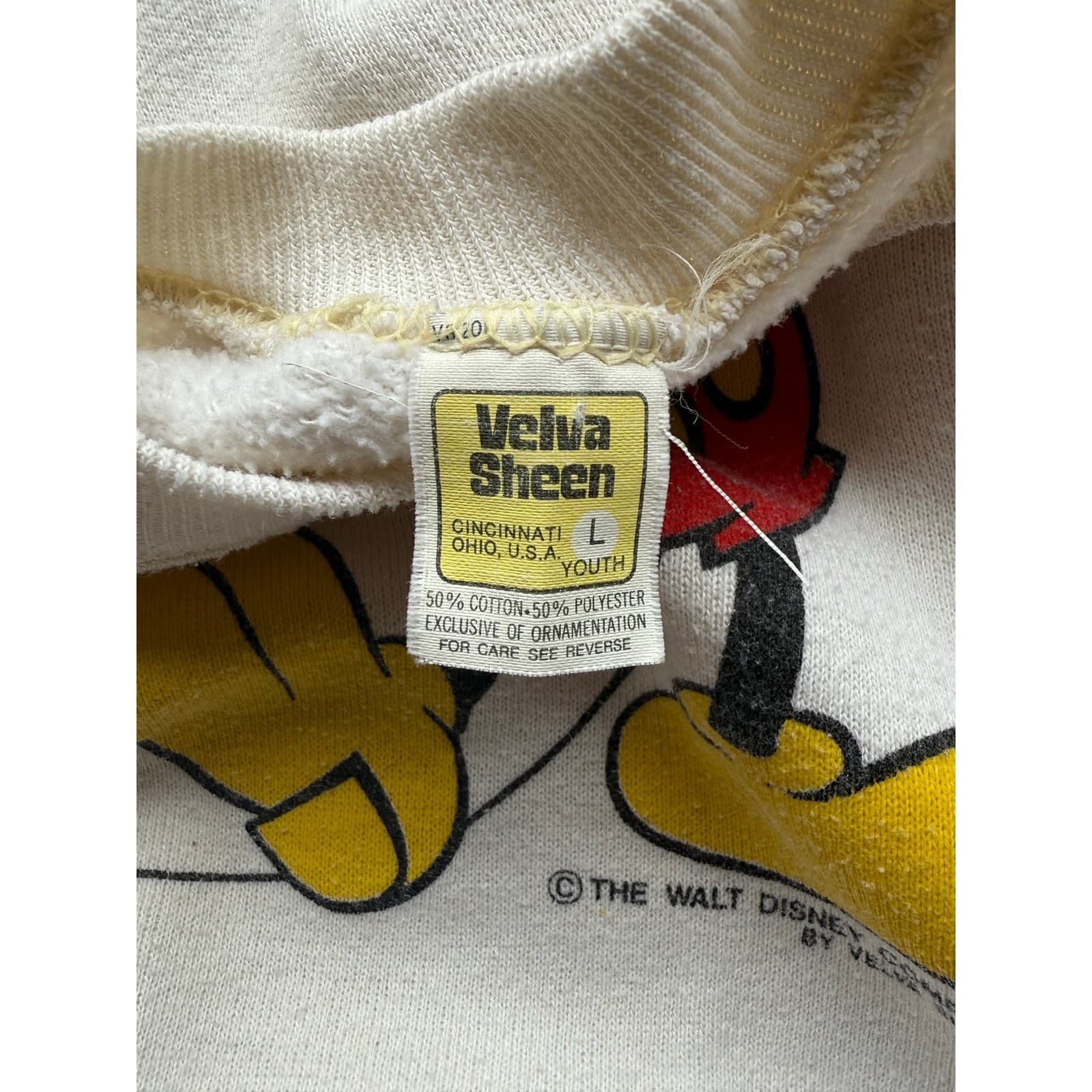 Vintage 1970s Mickey Mouse Disney Youth Medium White Sweatshirt  2