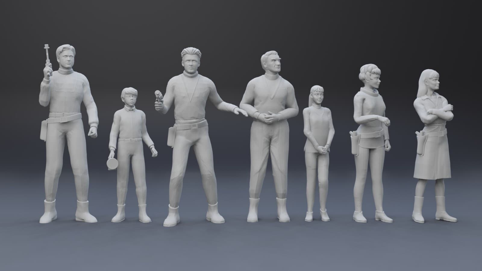 Lost In Space Robinson Family Set Silver Suit OR Casual + BONUS ITEMS 3D printed 3