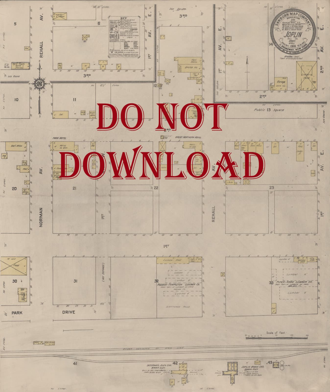 1914 Very Detailed COPY City Map Joplin  Montana Perfect for researchers