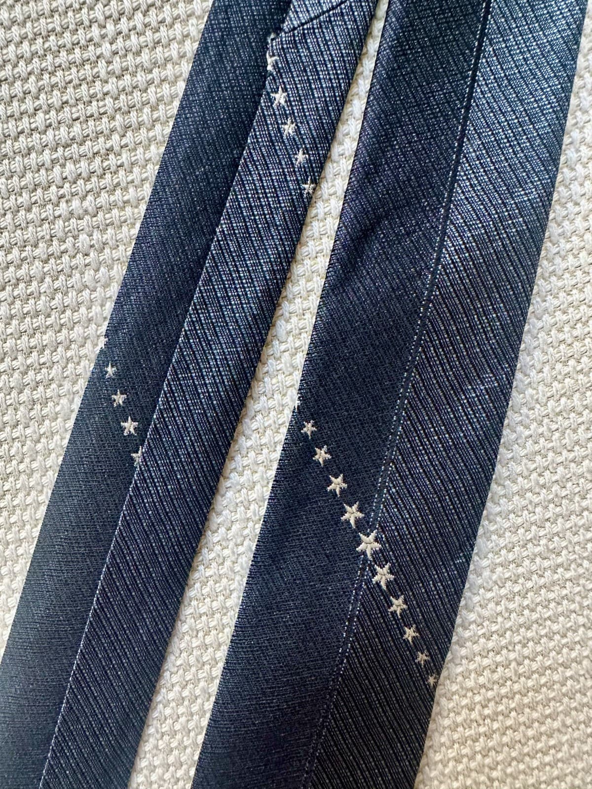 Vtg 1950s Damon California navy/grey silk stars midcentury skinny necktie 4