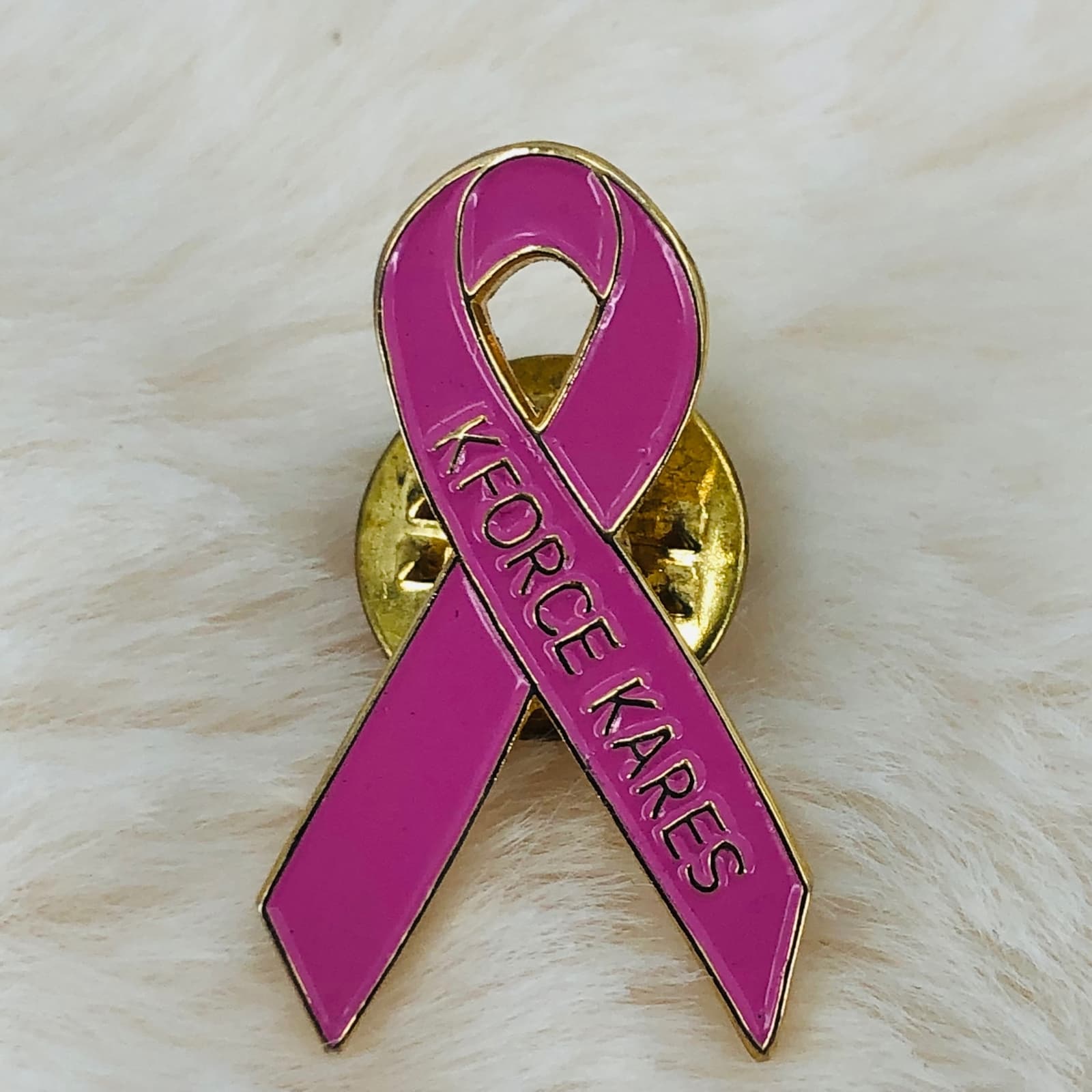 Kforce Kares Breast Cancer Awareness Pink Ribbon Enamel Lapel Pin