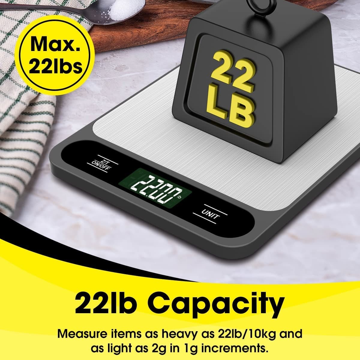 Food Scale, 10kg/22lb Digital Kitchen Scale Weight Grams and Ounces for Baking 5