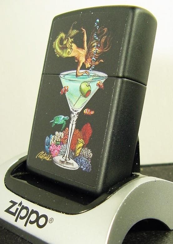 2021 MERMAID DIVING INTO MARTINI GLASS ZIPPO LIGHTER NEW & ZIPPO BOX 3