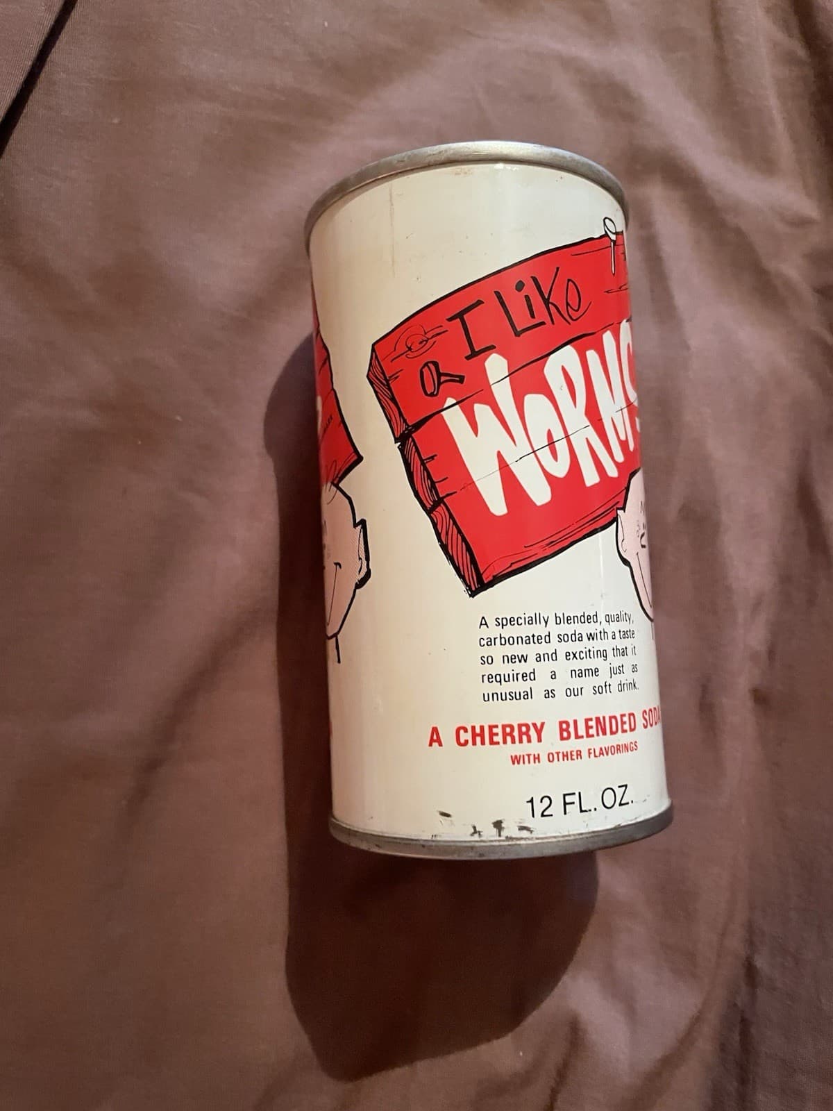 BEST WORMS YOU EVER TASTED CAN O 'WORMS 12OZ CHERRY SODA POP CAN. 1970’s 4