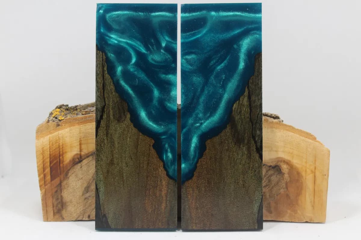 HYBRID STABILIZED DYED MAPLE TURQ CUSTOM COMPOSITE KNIFE HANDLE MATERIAL (8010)