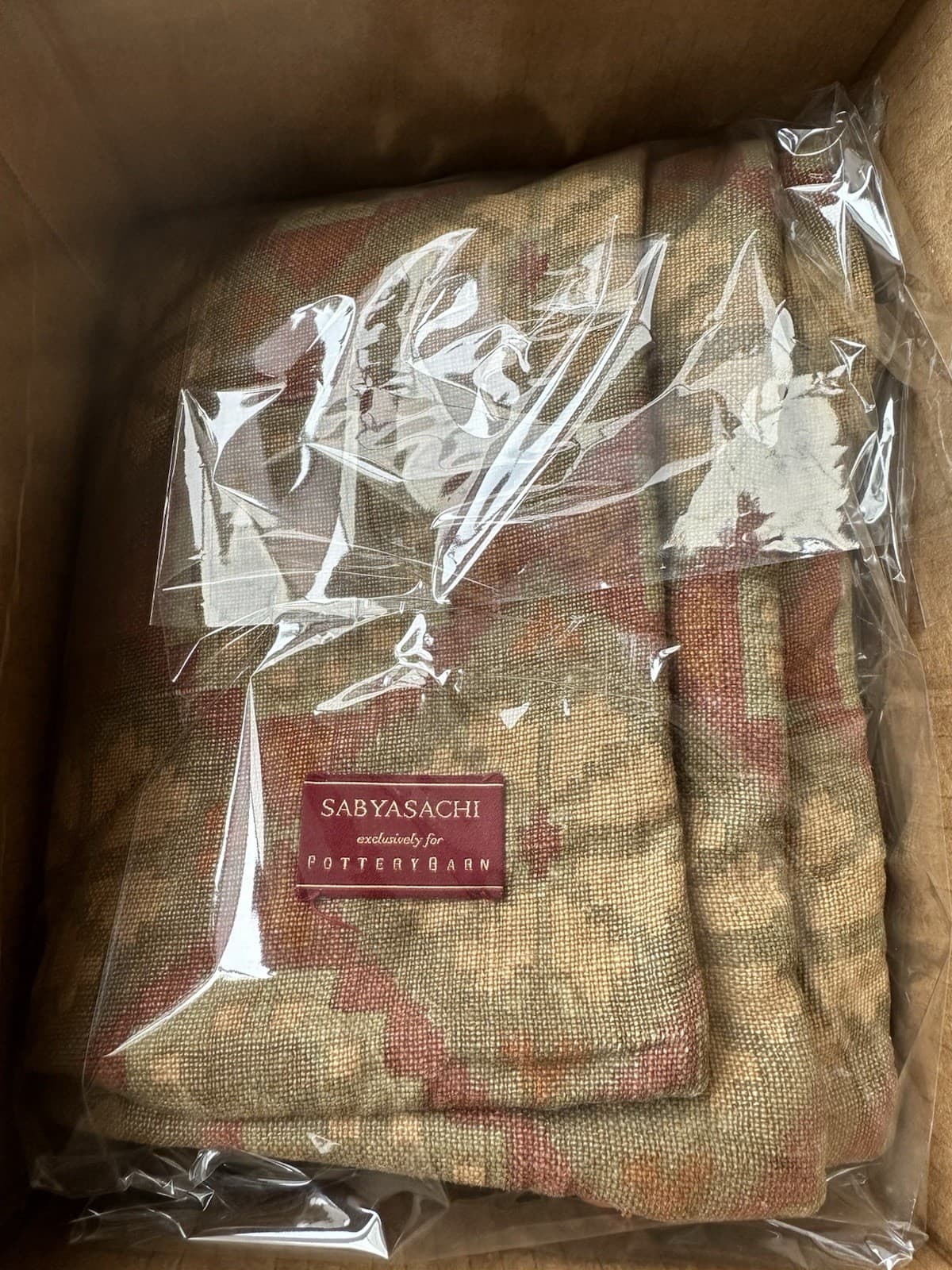 Sabyasachi Pottery Barn Linen 20” Euro Patola Pillow Cover Rustic Farmhouse 3PC