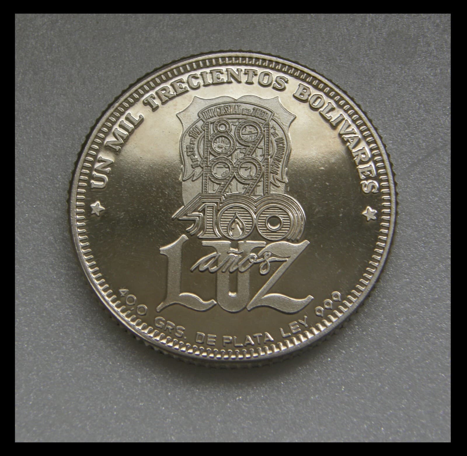 Venezuela Coin 1300 Bolivares 1991 Zulia University LUZ Silver .999 40.0gr 40mm 2