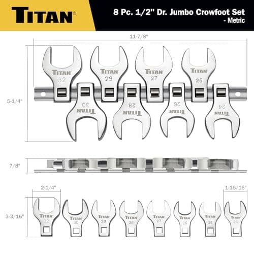  17678 8-Piece Metric Jumbo Crowfoot 8pc Metric, 24 - 32mm 1/2-Inch Drive 5