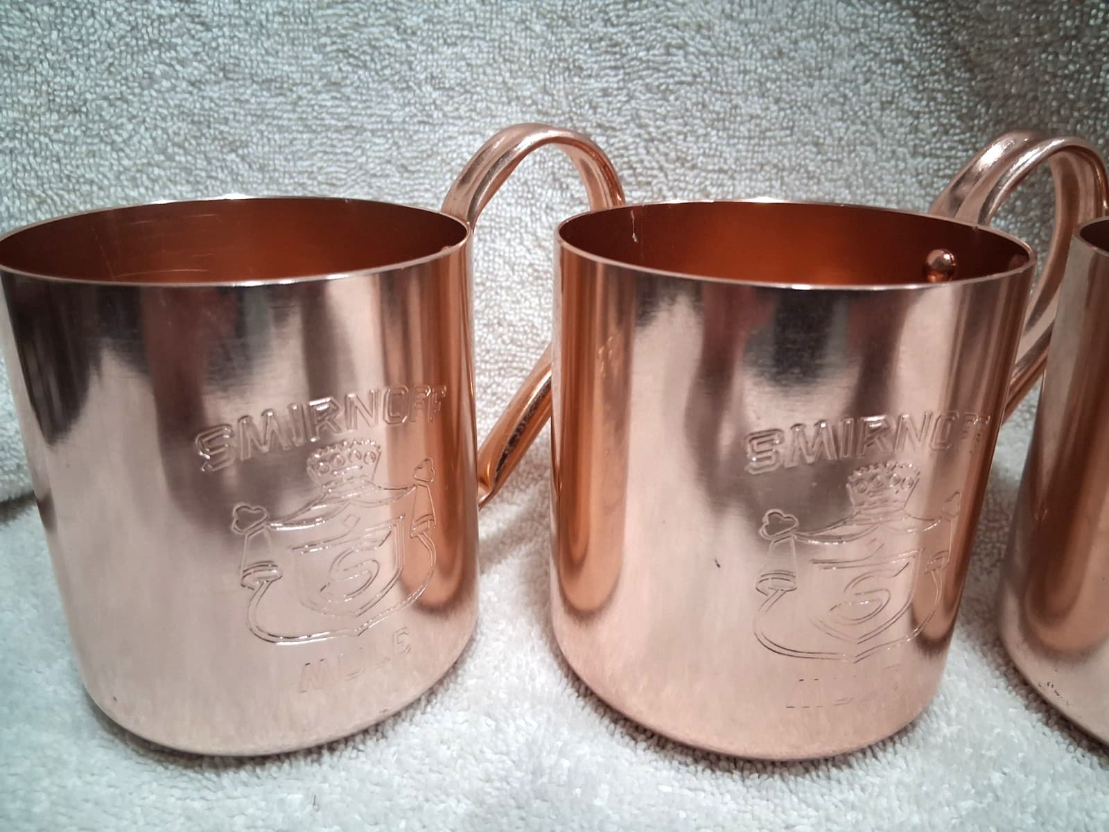 Vintage 1970's 80's Smirnoff Vodka Moscow Mule Cups 10 oz  Copper Mugs Set of 4 2