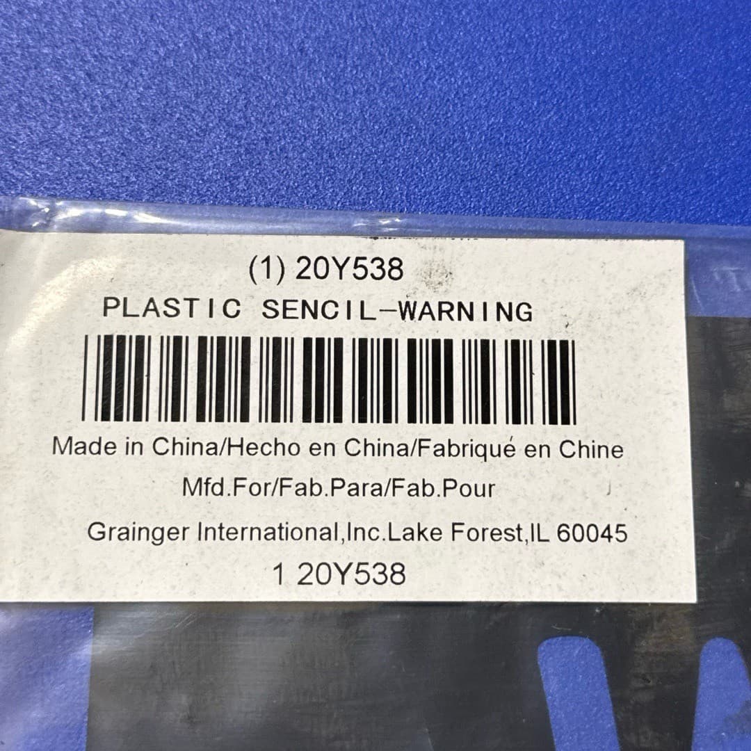 Zoro Select Industrial Safety Warning Stencil 6in H 2.5in Chars Black 20Y538 3