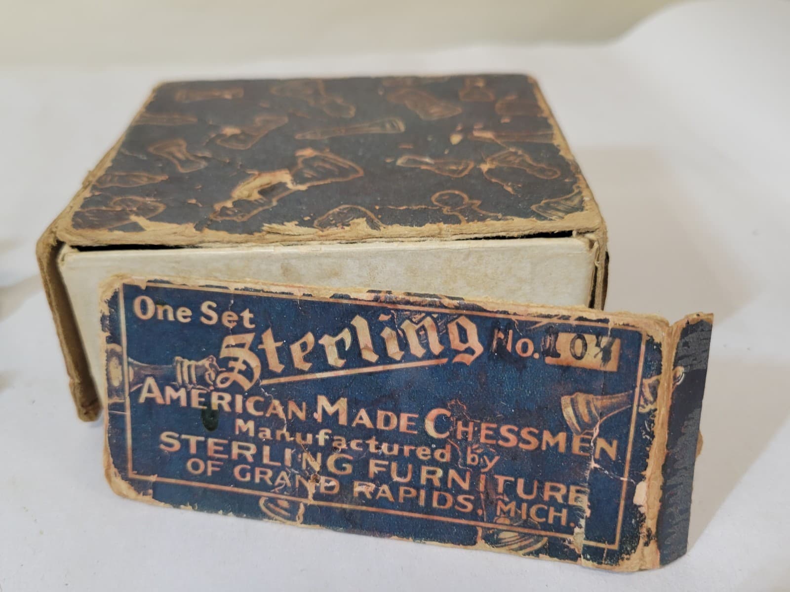 1920s Sterling Furniture Wood Chess Set Pieces Box Instructions Vintage Art Deco 3