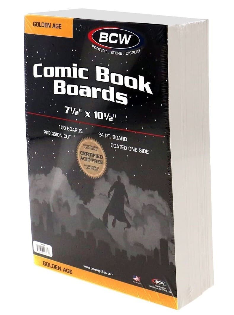 100 BCW Golden Comic Backing Boards Precision Cut 7.5x10.5 Coated Acid Free NEW