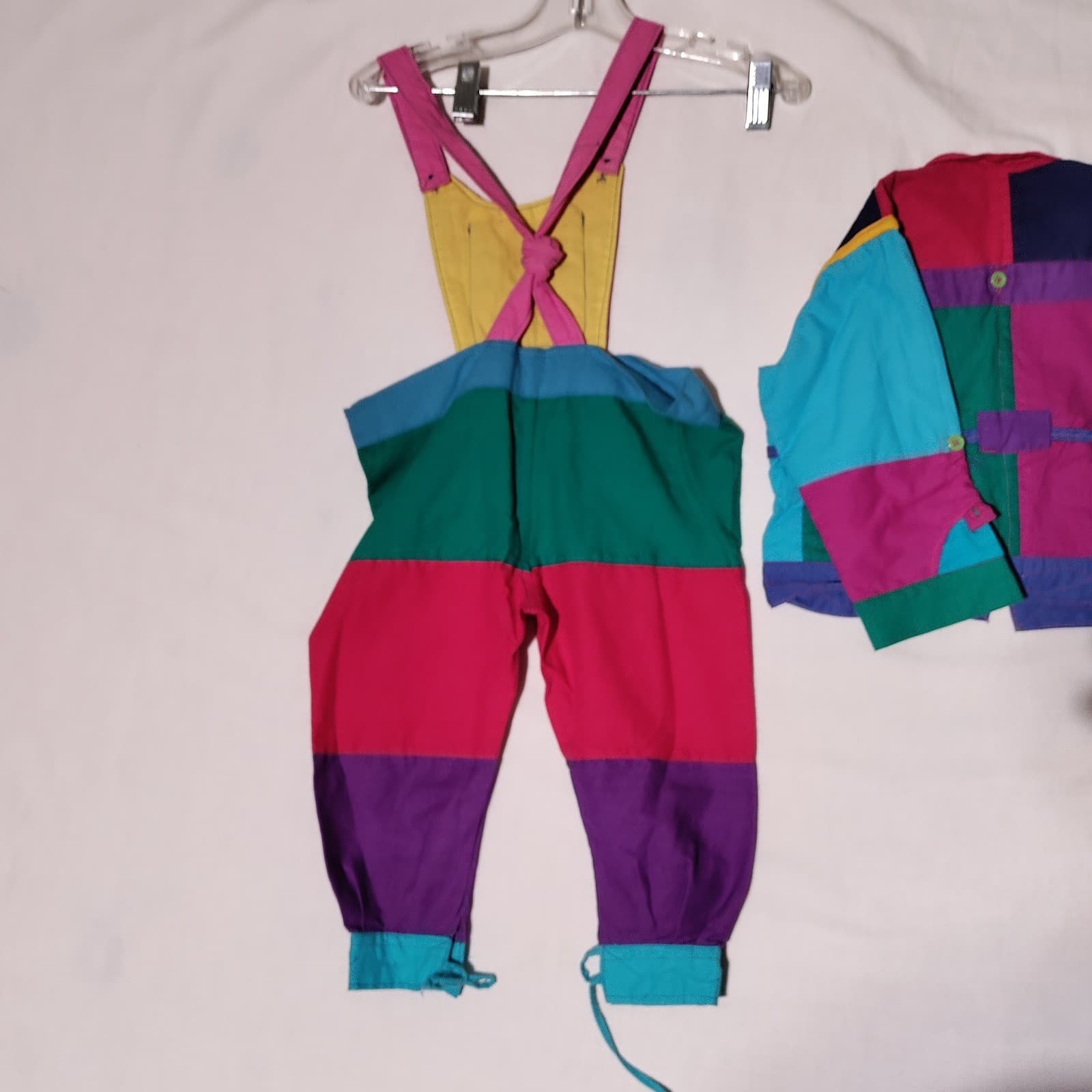 Vintage Kids Patchwork Outfit Set Jacket Overalls Bright Unique See Measurements 4