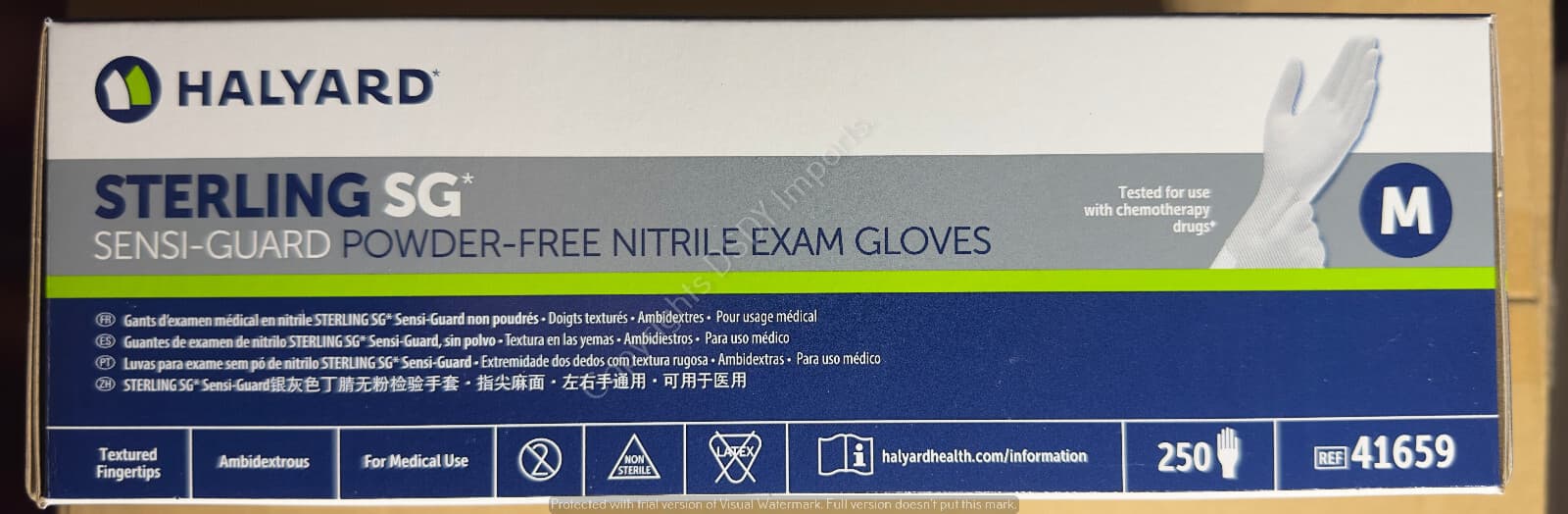 2500 HALYARD NITRILE STERLING SG EXAM GLOVES (1xCASE) (L/M/S powder & latex free 4