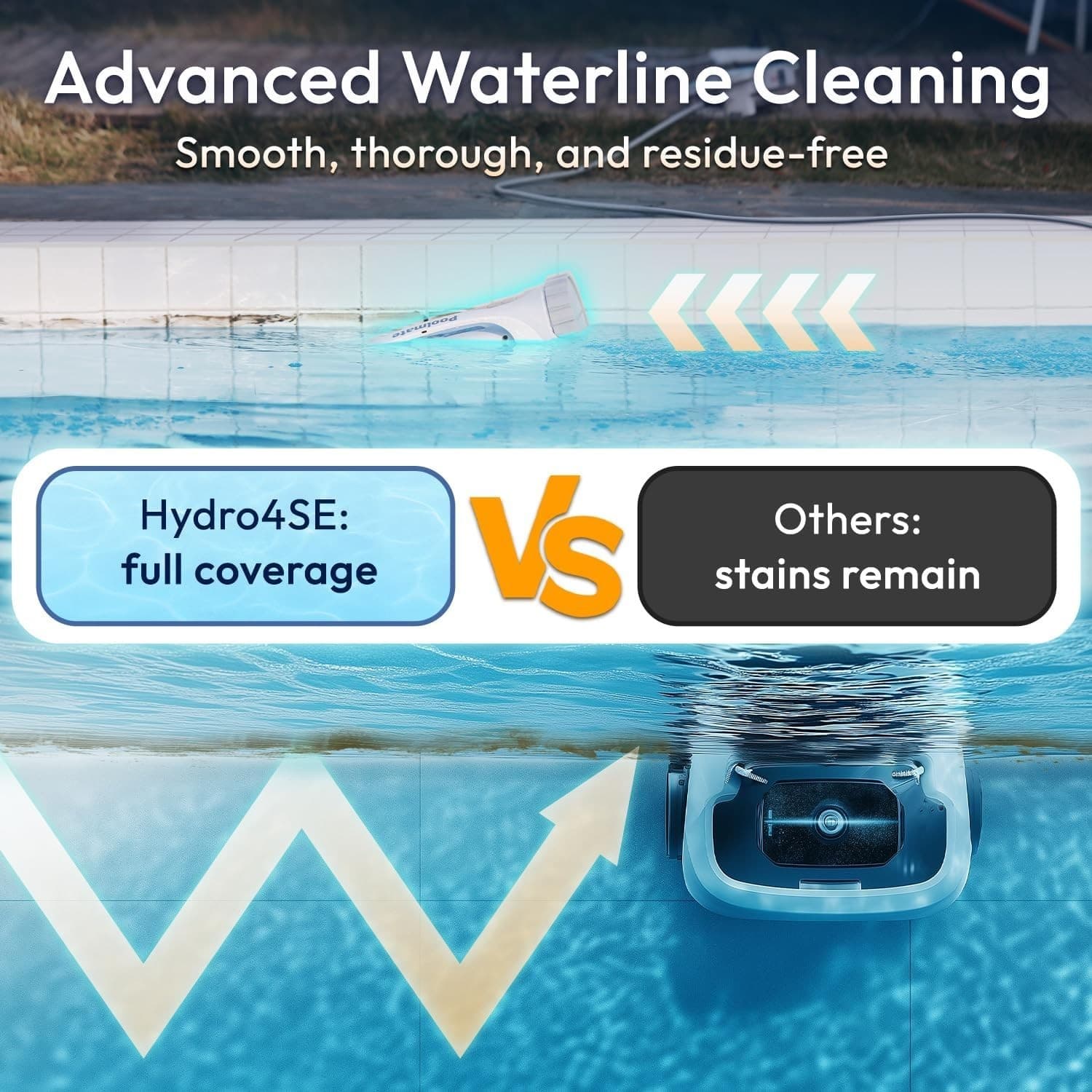Hydro 4SE Robotic Pool Cleaner, Wired Automatic Vacuum with Wall & Waterline 2
