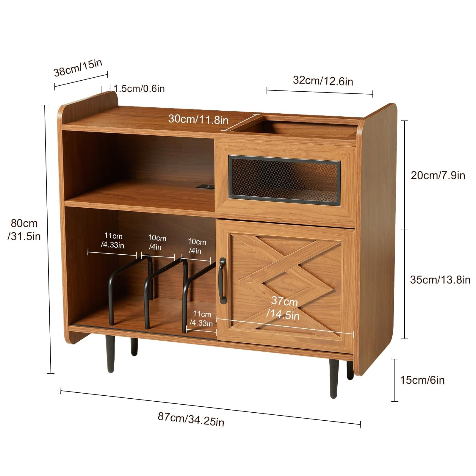Modern Vinyl Record Player Stand with Built-in Charging Hub & RGB Lighting 6