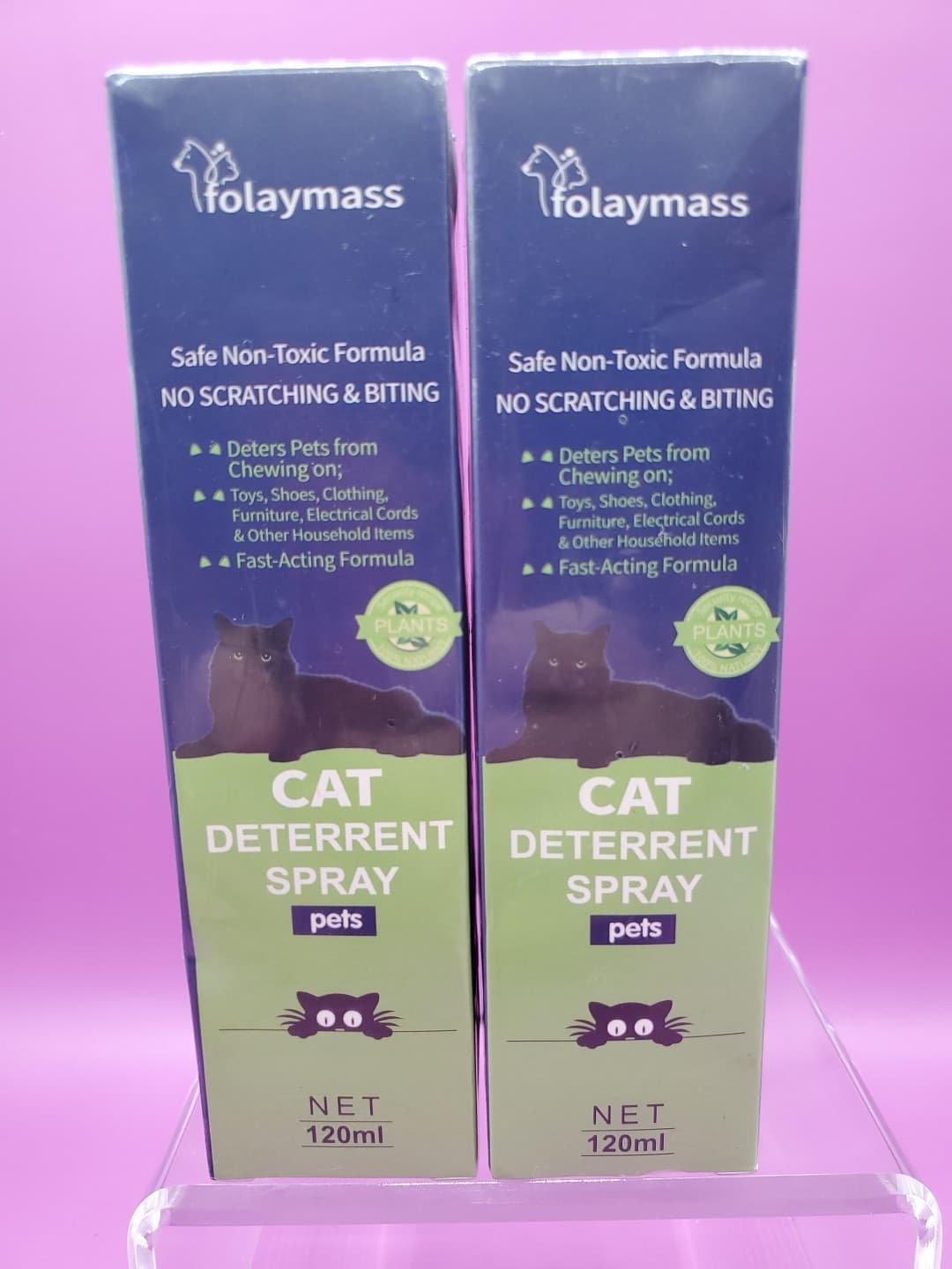 2 Pack Folaymass Cat Deterrent Spray Deters Pets Scratching Chewing Exp 01/27