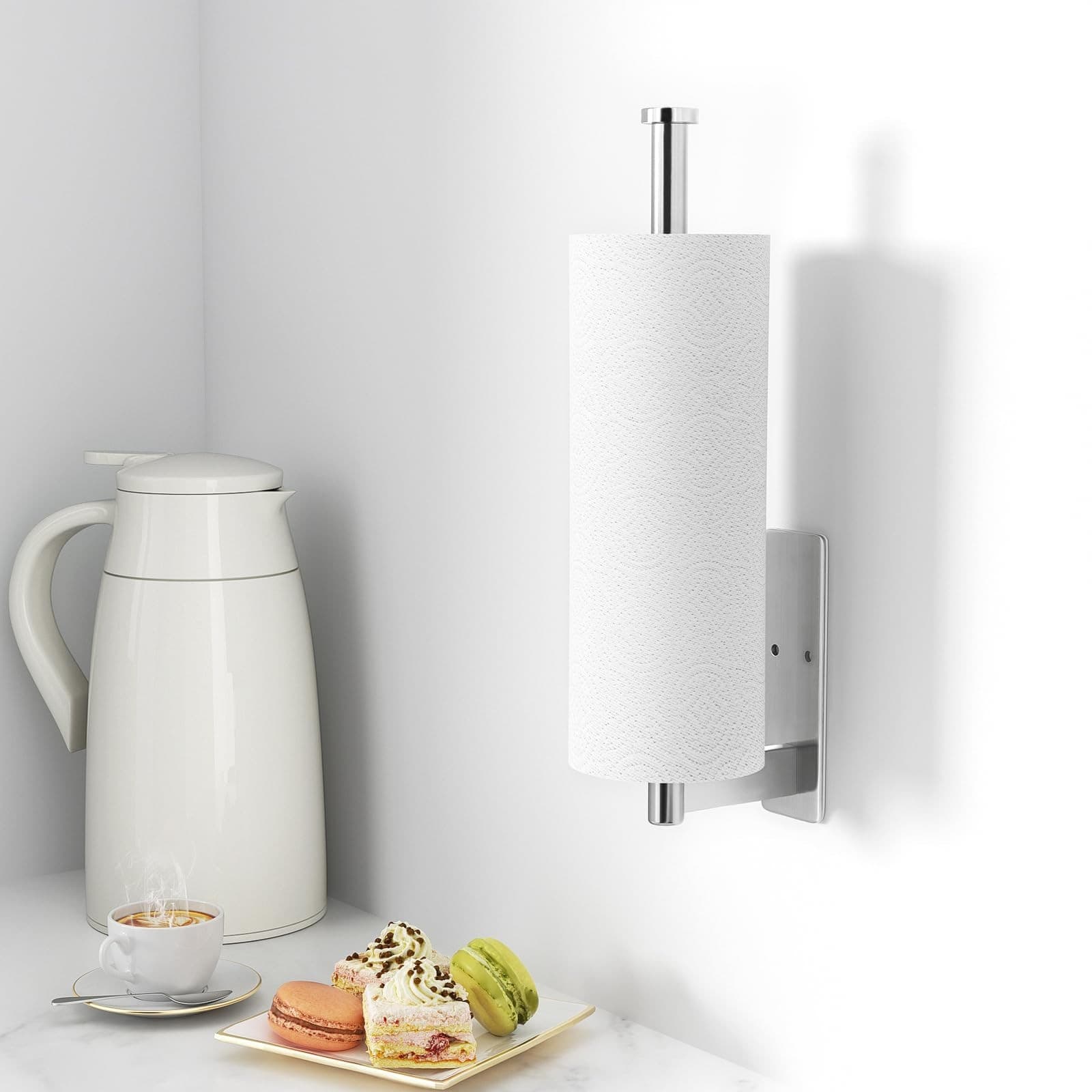 Paper Towel Holder Wall Mount Under Cabinet Stainless Steel Kitchen Organizer US 4