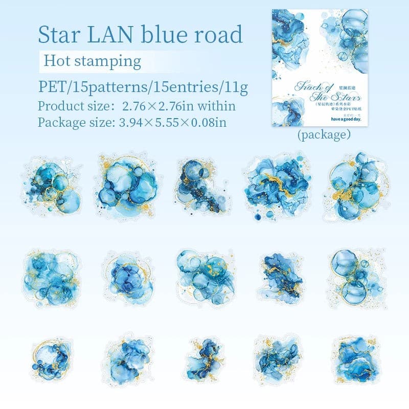 Watercolor Stickers 15 Pack - Scrapbook Journaling Supply for DIY Junk Journal