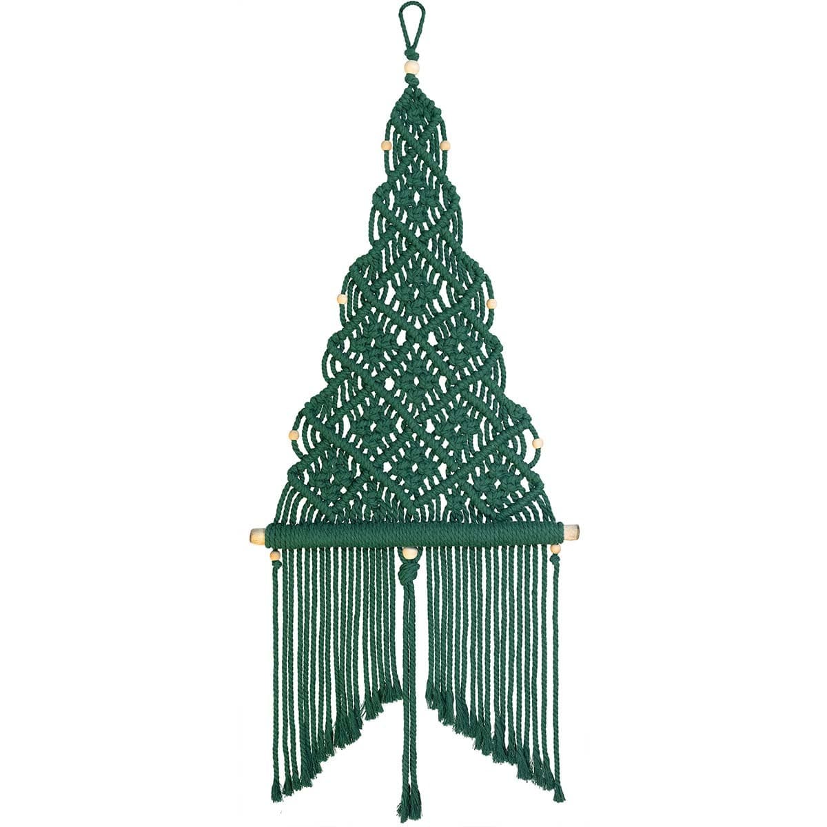 Solid Oak Forest Green Christmas Tree Macrame