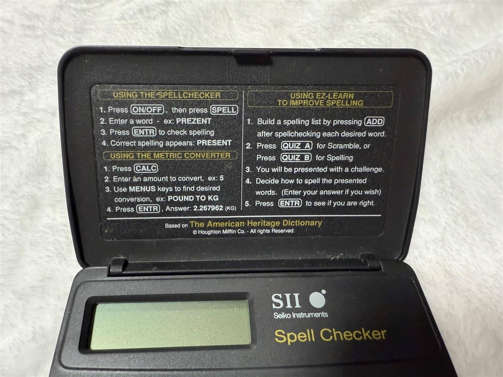 SEIKO INSTRUMENTS SII SPELL CHECKER METRIC CONVERTER WP-1101 WORKS GREAT 4