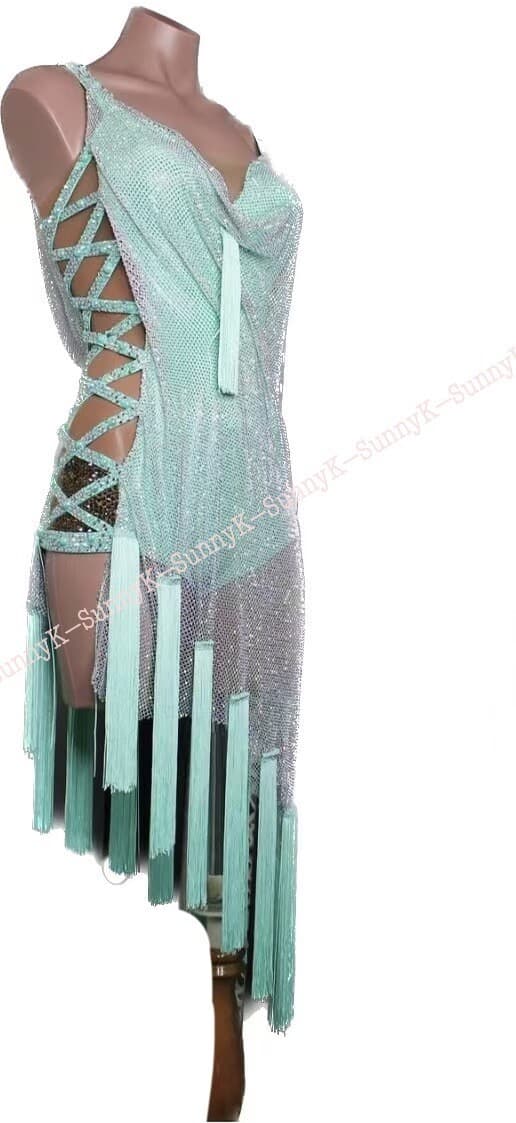 jz Handmade Women Samba Ballroom Swing Salsa Rumba Latin Dance Dress RHYTHM